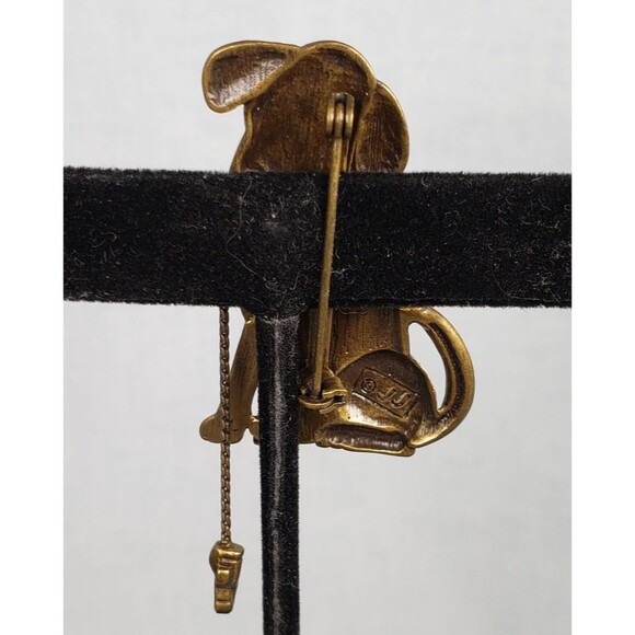 Vintage 1986 JJ Jonette Gold Tone Dog With Leash Brooch - Picture 5 of 13